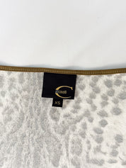 Just Cavalli 2000s Snow Leopard Print Gold-Trim Stretch Top - S