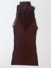 Jean Paul Gaultier 90s Burgundy Ruffle Turtleneck Tank - XS/S