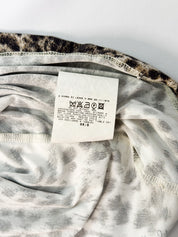 Just Cavalli 2000s Snow Leopard Print Gold-Trim Stretch Top - S