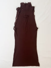 Jean Paul Gaultier 90s Burgundy Ruffle Turtleneck Tank - XS/S