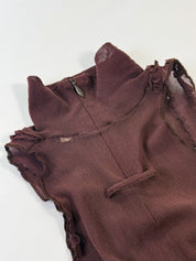 Jean Paul Gaultier 90s Burgundy Ruffle Turtleneck Tank - XS/S