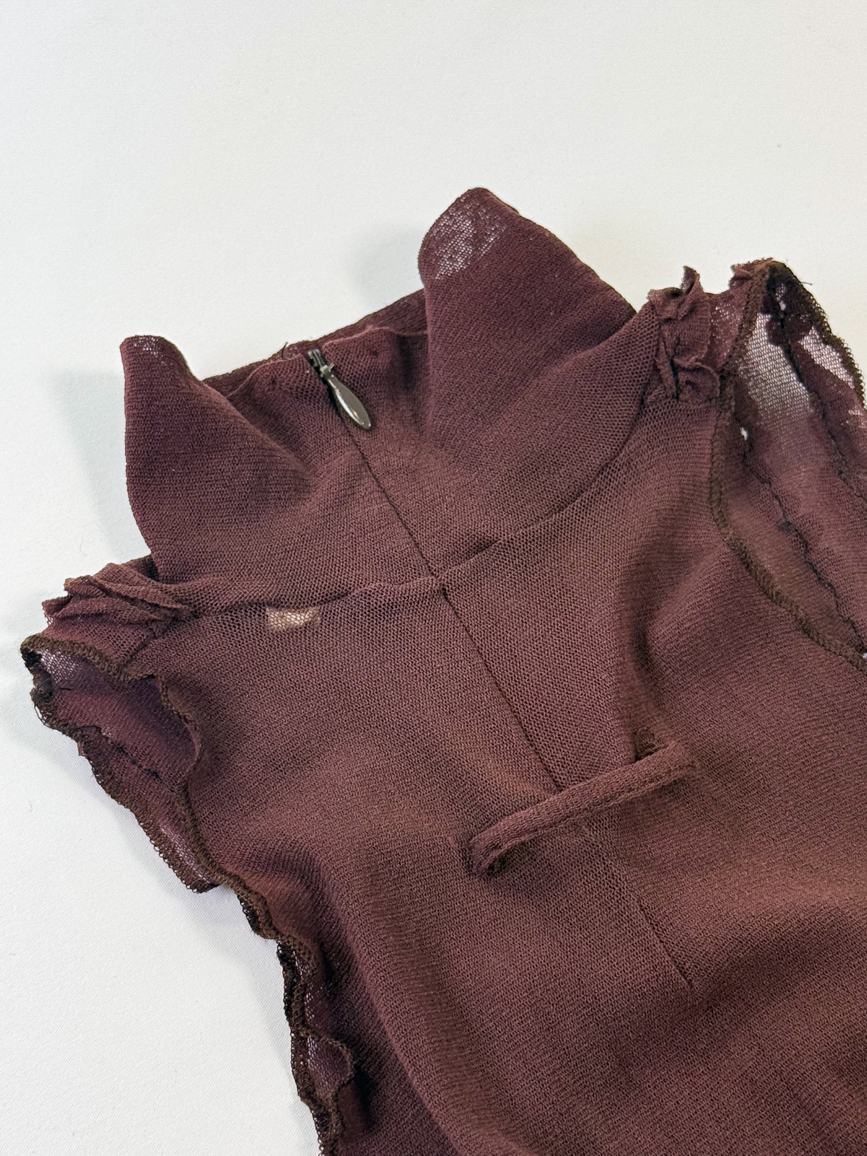 Jean Paul Gaultier 90s Burgundy Ruffle Turtleneck Tank - XS/S