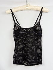 Dolce & Gabbana Underwear 2000s Black Floral Lace Logo Band Cami - S/M