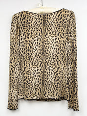 Just Cavalli 2000s Leopard Print Stretch Mesh Long Sleeve Top - S/M