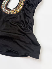 Patrizia Pepe Firenze 2000s Black Sequin Halter Top - XS/S