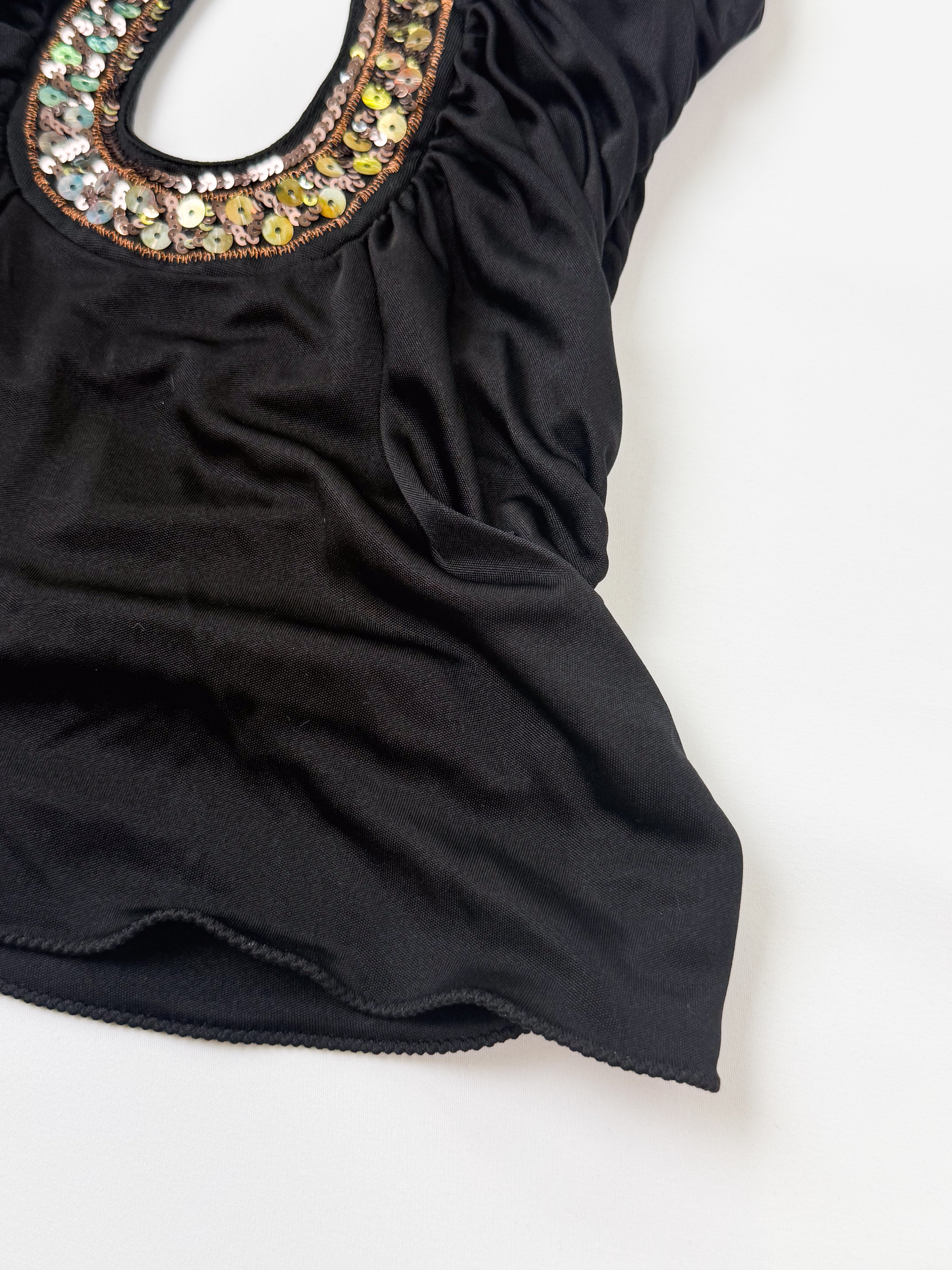 Patrizia Pepe Firenze 2000s Black Sequin Halter Top - XS/S