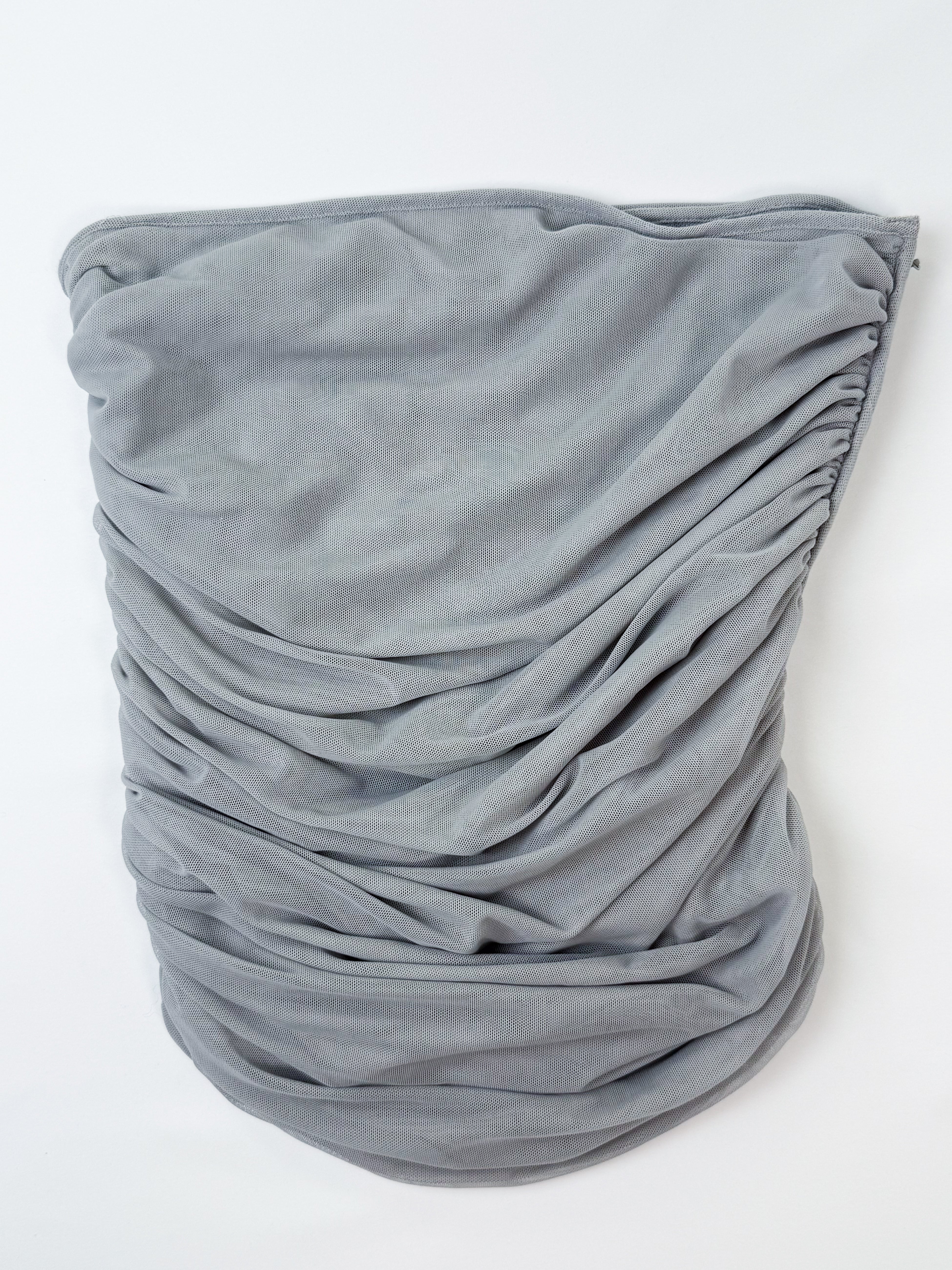 Emporio Armani 2000s Grey Mesh Ruched Strapless Top - S/M