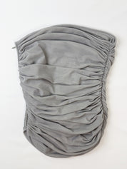 Emporio Armani 2000s Grey Mesh Ruched Strapless Top - S/M