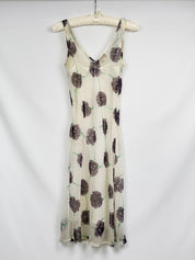 Patrizia Pepe Firenze 2000s Cream Grey Rose Print Chiffon Midi Dress - S/M