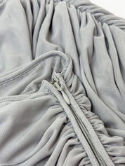 Emporio Armani 2000s Grey Mesh Ruched Strapless Top - S/M