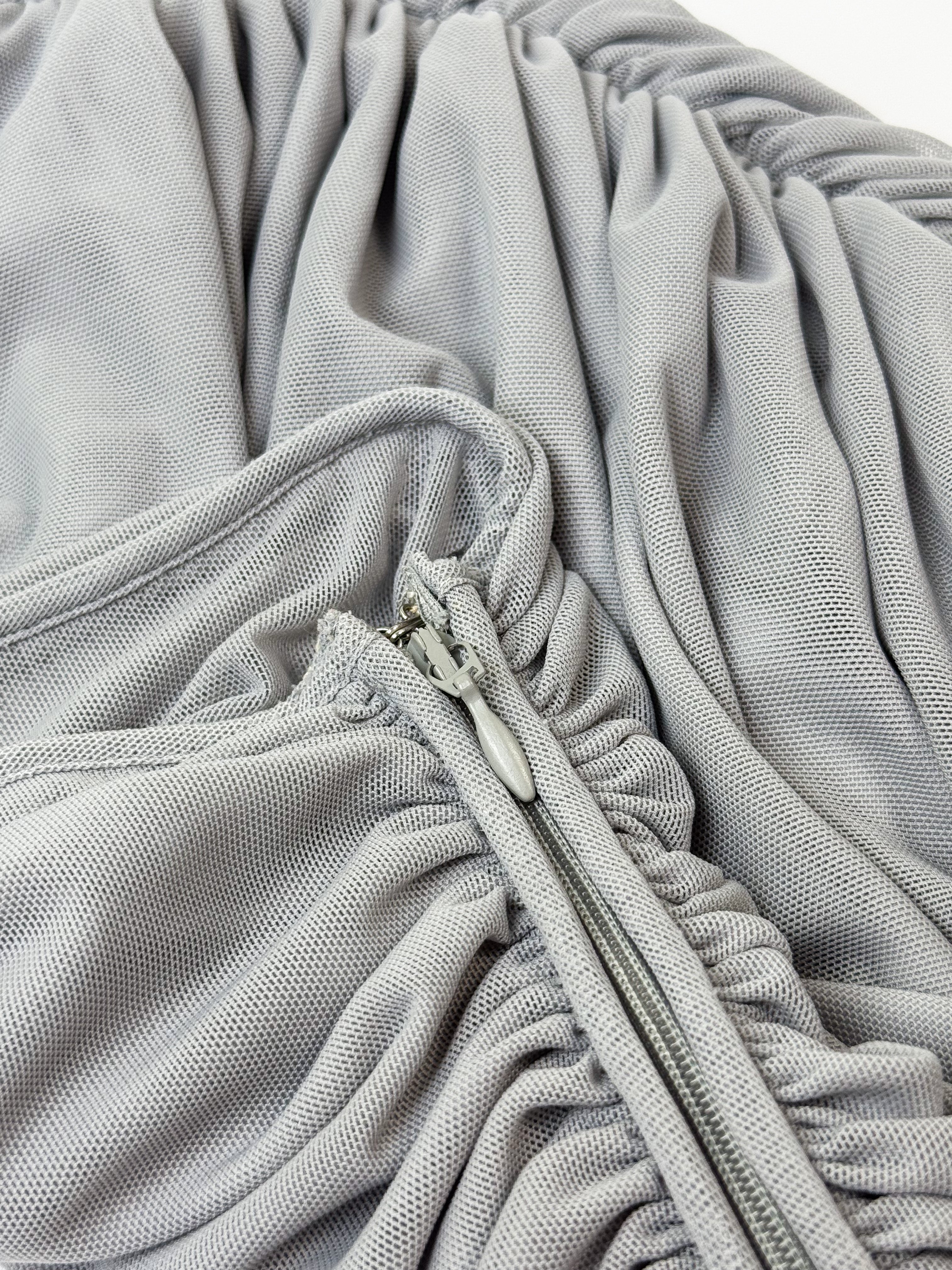 Emporio Armani 2000s Grey Mesh Ruched Strapless Top - S/M