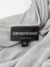 Emporio Armani 2000s Grey Mesh Ruched Strapless Top - S/M