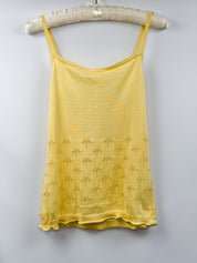 Christian Lacroix Bazar 2000s Yellow Pointelle Knit Ruffle Cami - S/M