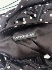 Flavio Castellani 2000s Black Polka Dot Silk Ruched Halter Top - S