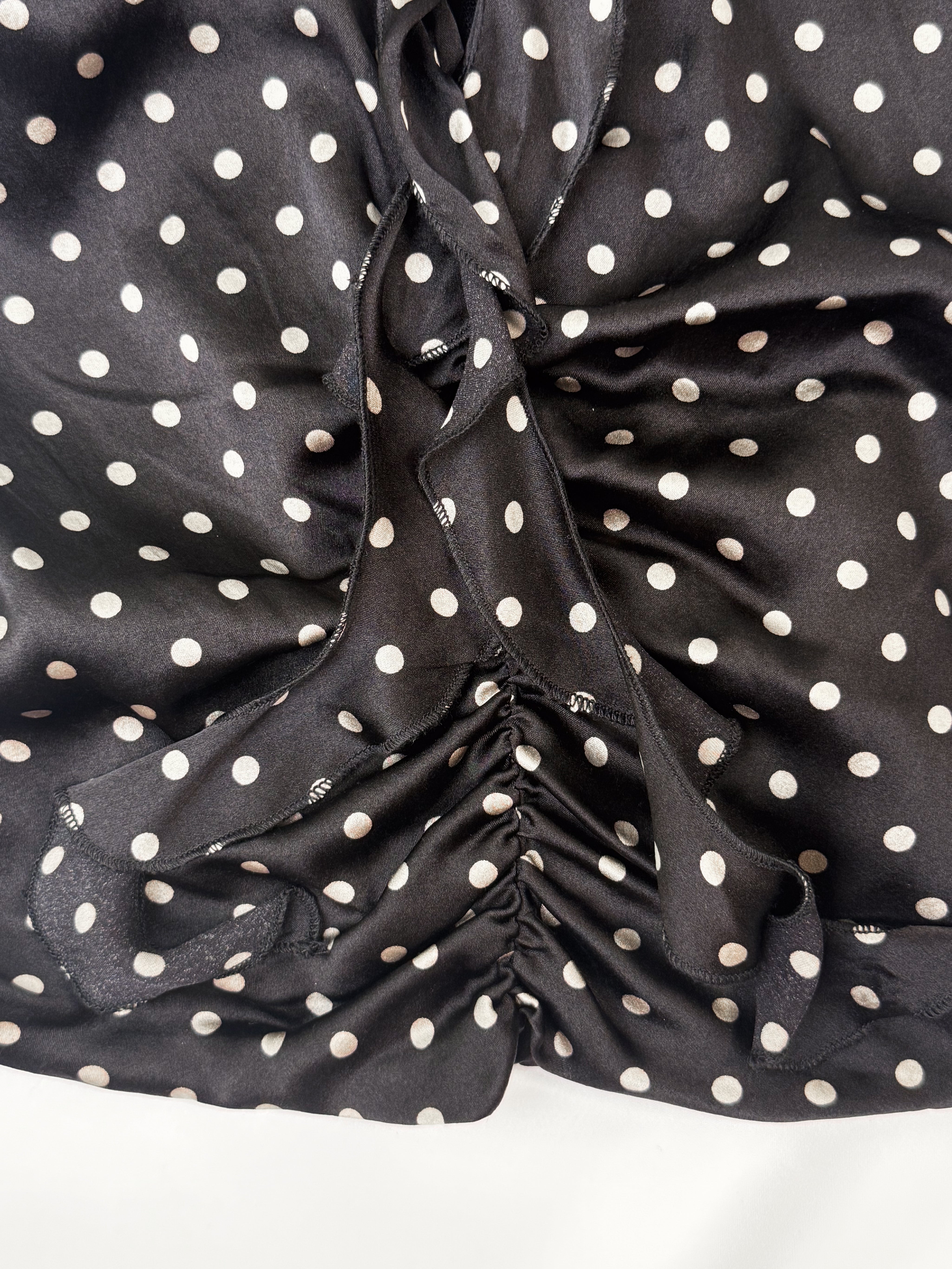 Flavio Castellani 2000s Black Polka Dot Silk Ruched Halter Top - S
