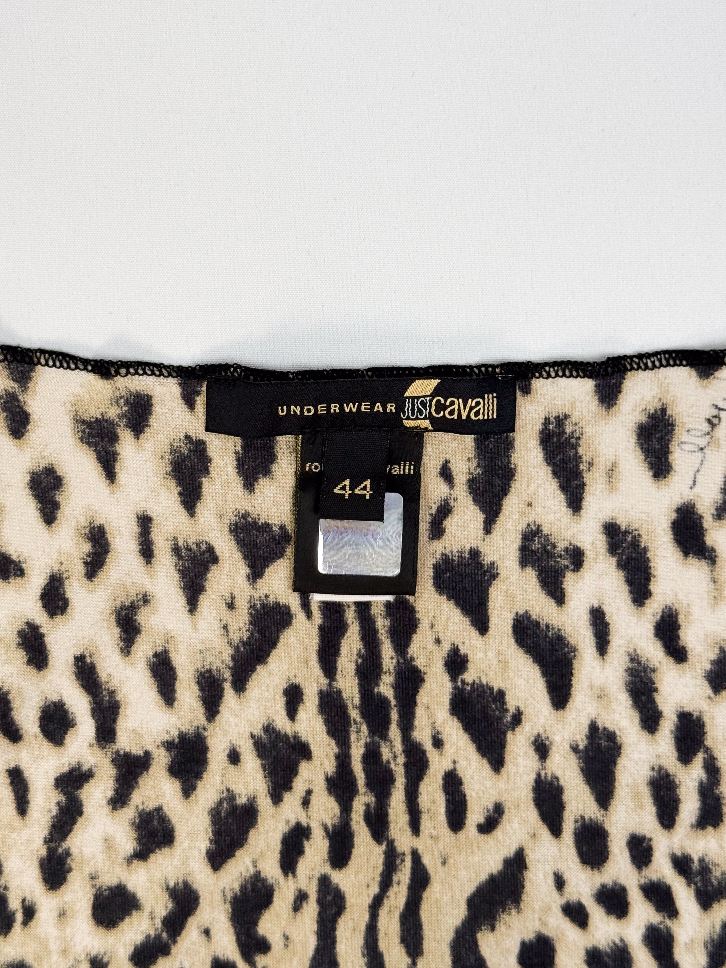 Just Cavalli 2000s Leopard Print Stretch Mesh Long Sleeve Top - S/M