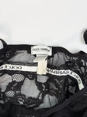 Dolce & Gabbana Underwear 2000s Black Floral Lace Logo Band Cami - S/M