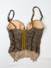 Chantal Thomass 1990s Leopard Mesh Ruched Bustier Set - S