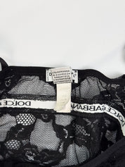 Dolce & Gabbana Underwear 2000s Black Floral Lace Logo Band Cami - S/M