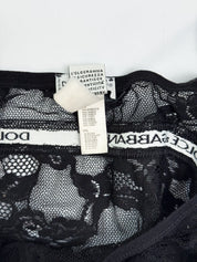 Dolce & Gabbana Underwear 2000s Black Floral Lace Logo Band Cami - S/M