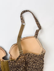 Chantal Thomass 1990s Leopard Mesh Ruched Bustier Set - S