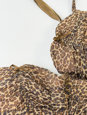 Chantal Thomass 1990s Leopard Mesh Ruched Bustier Set - S