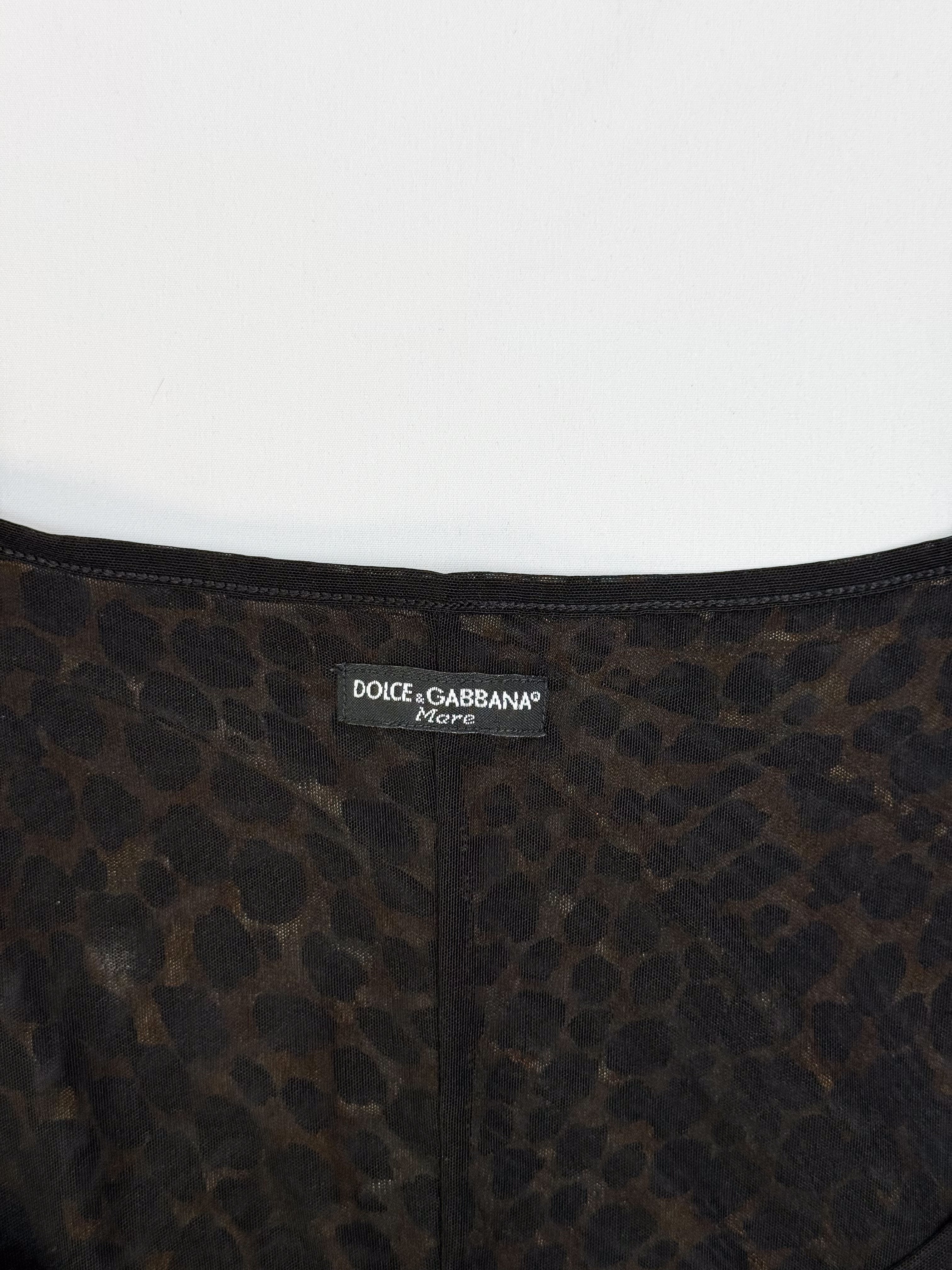 Dolce & Gabbana 2000s Mare Tiger Print Sheer Mesh Midi Dress - M