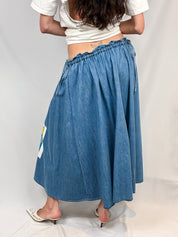 Kenzo Paris 2010s "Hyper Renegade" Graphic Denim Midi Skirt - S/M