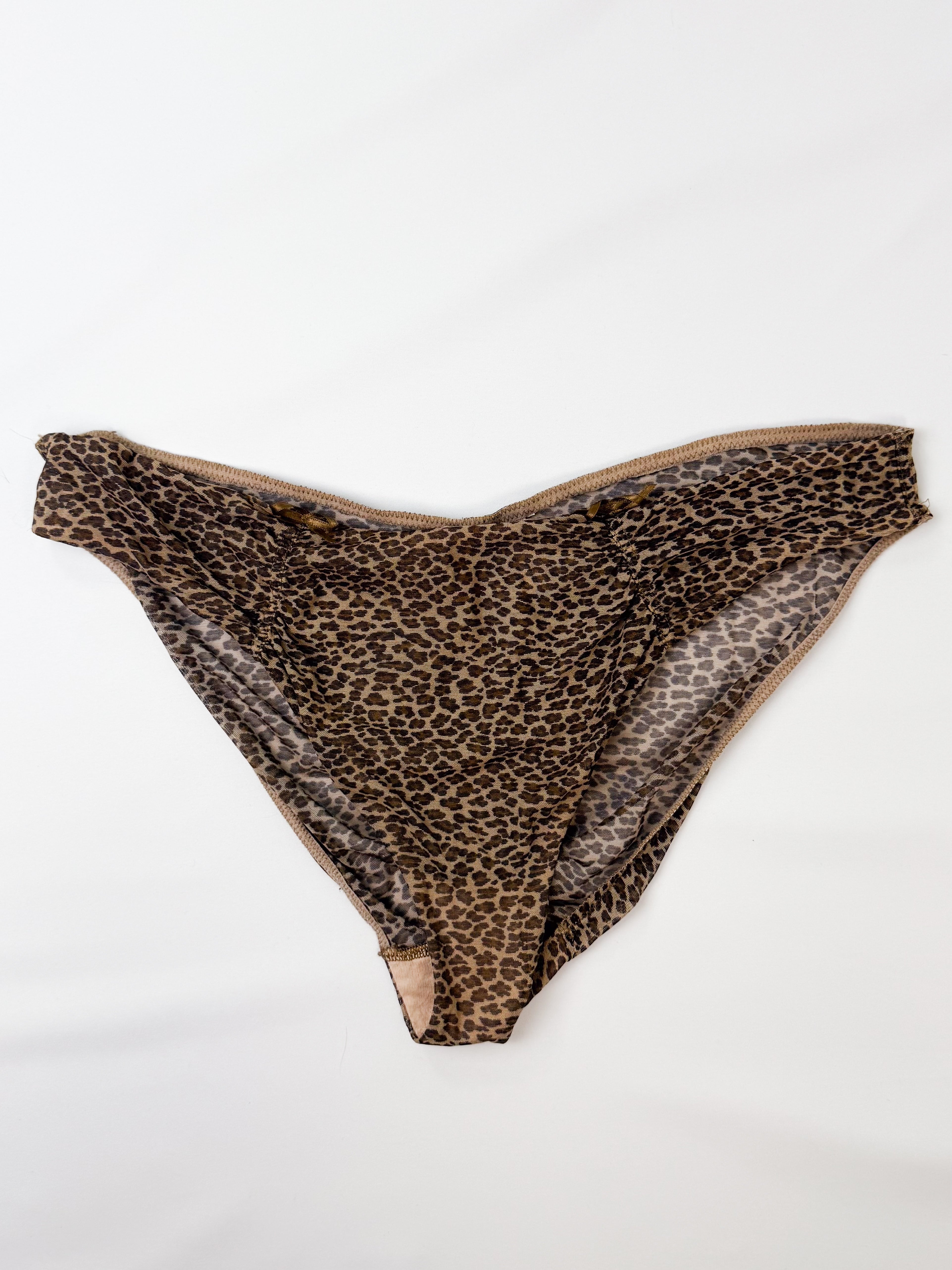 Chantal Thomass 1990s Leopard Mesh Ruched Bustier Set - S