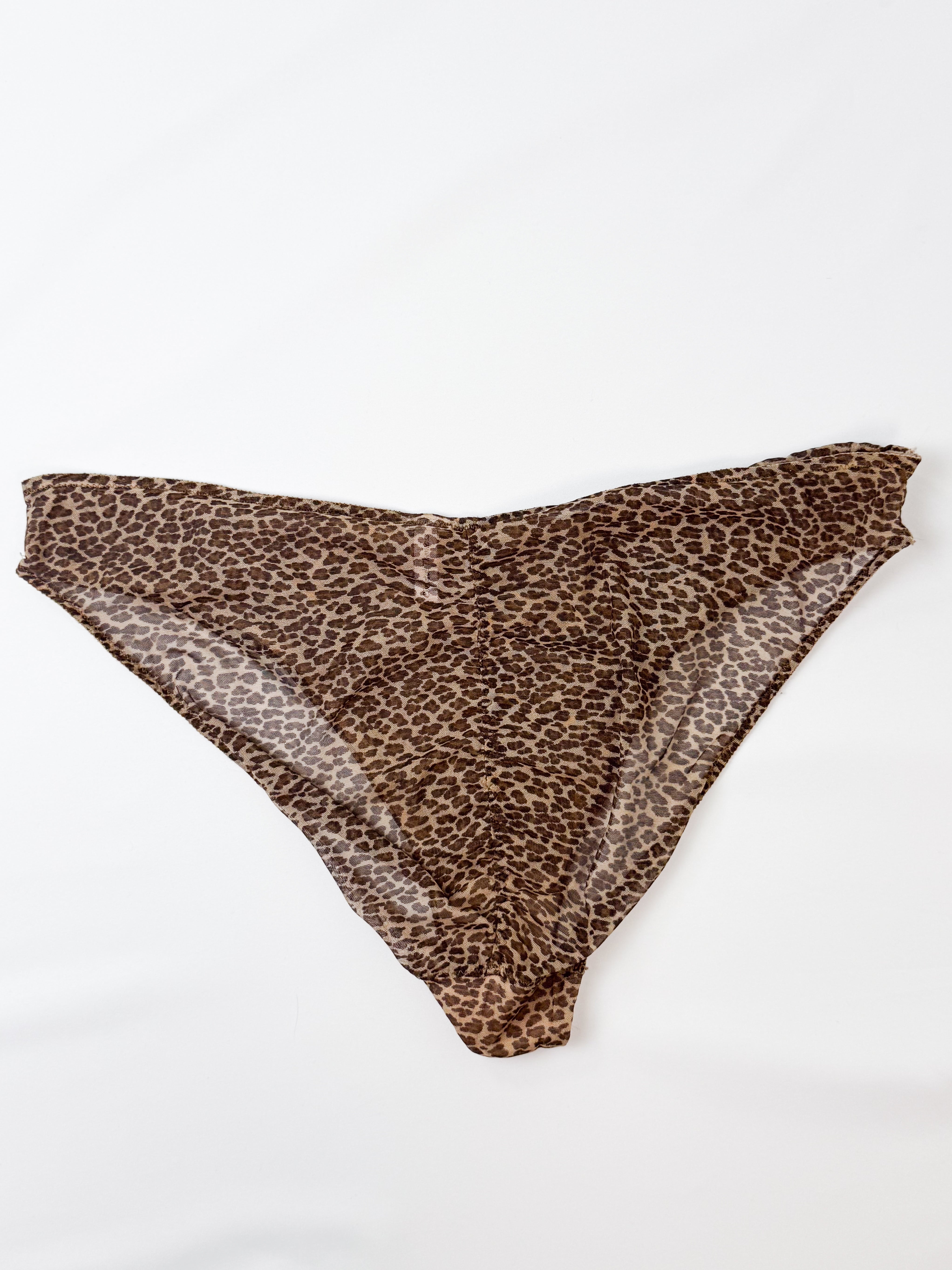Chantal Thomass 1990s Leopard Mesh Ruched Bustier Set - S
