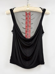 Richmond X 2000s Black Mesh Spine Sequin Embellished Tank Top - S/M