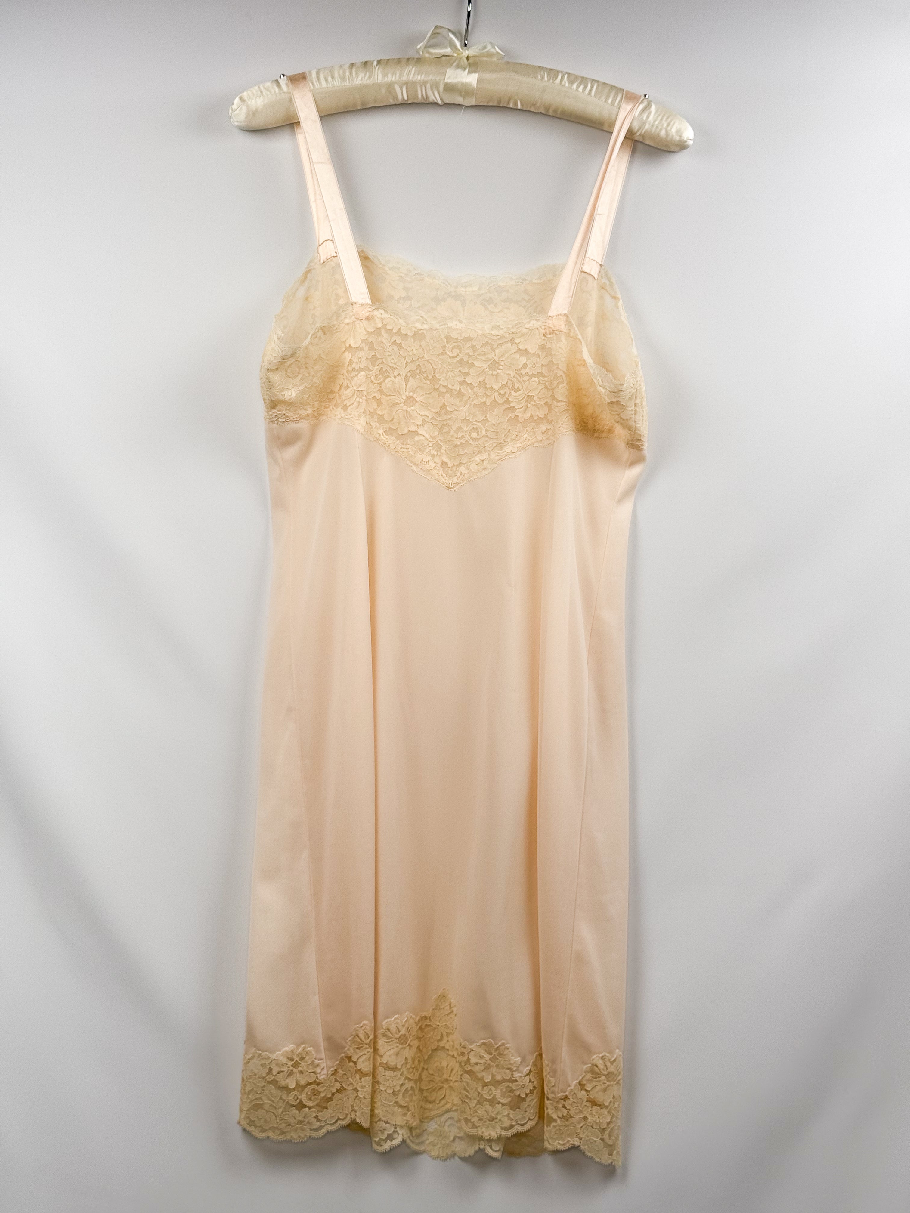 Christian Dior 1990s Cream Lace Applique Slip Dress - S/M