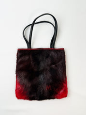 Coccinelle 2000s Red Black Pony Hair Tote Bag