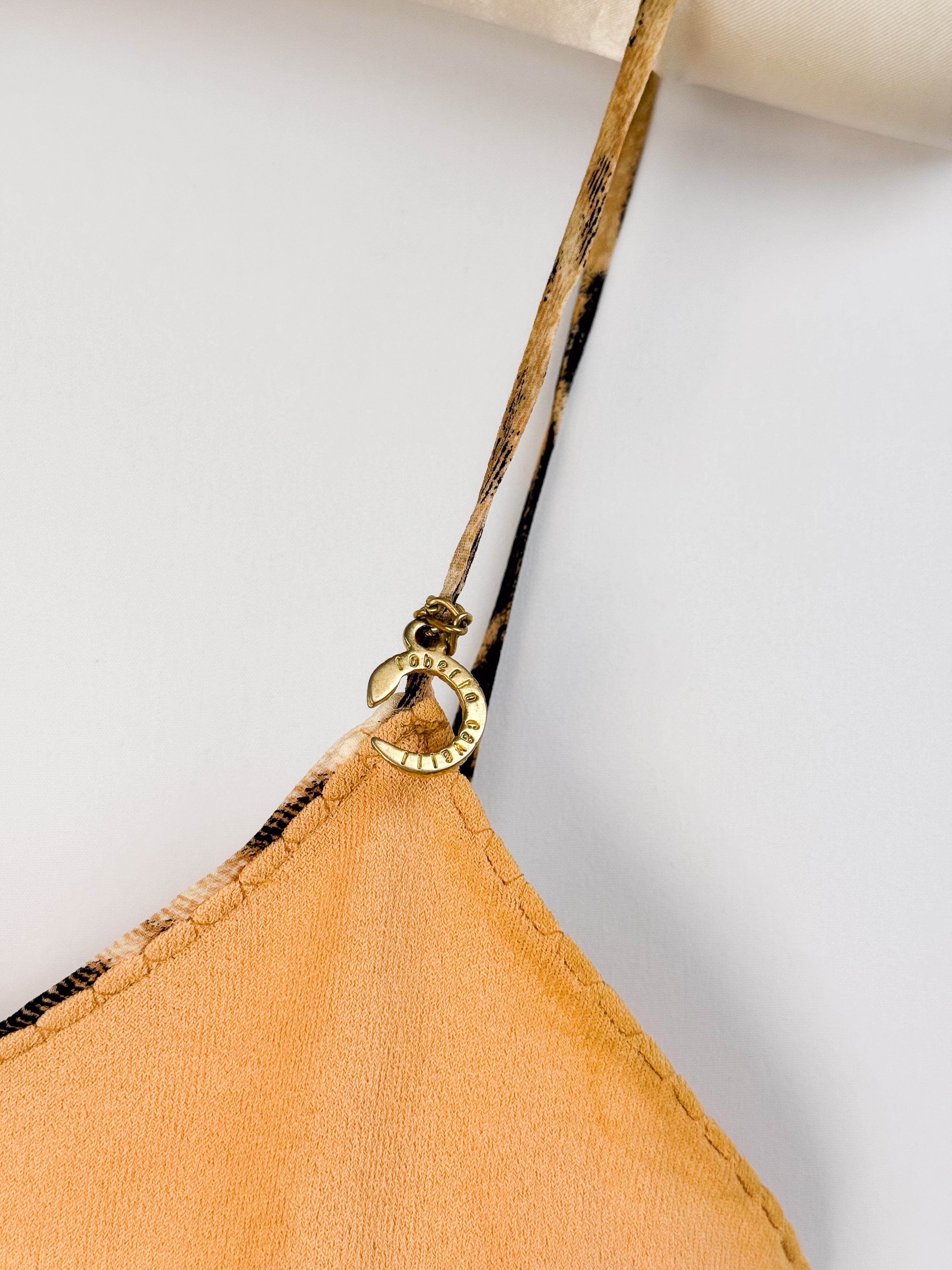 Roberto Cavalli 2000s Peach Snake Strap Cami Top - As Is - S/M