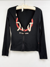 JPG Jean Paul Gaultier 2000s Logo Zip-Front Long Sleeve Top - S/M