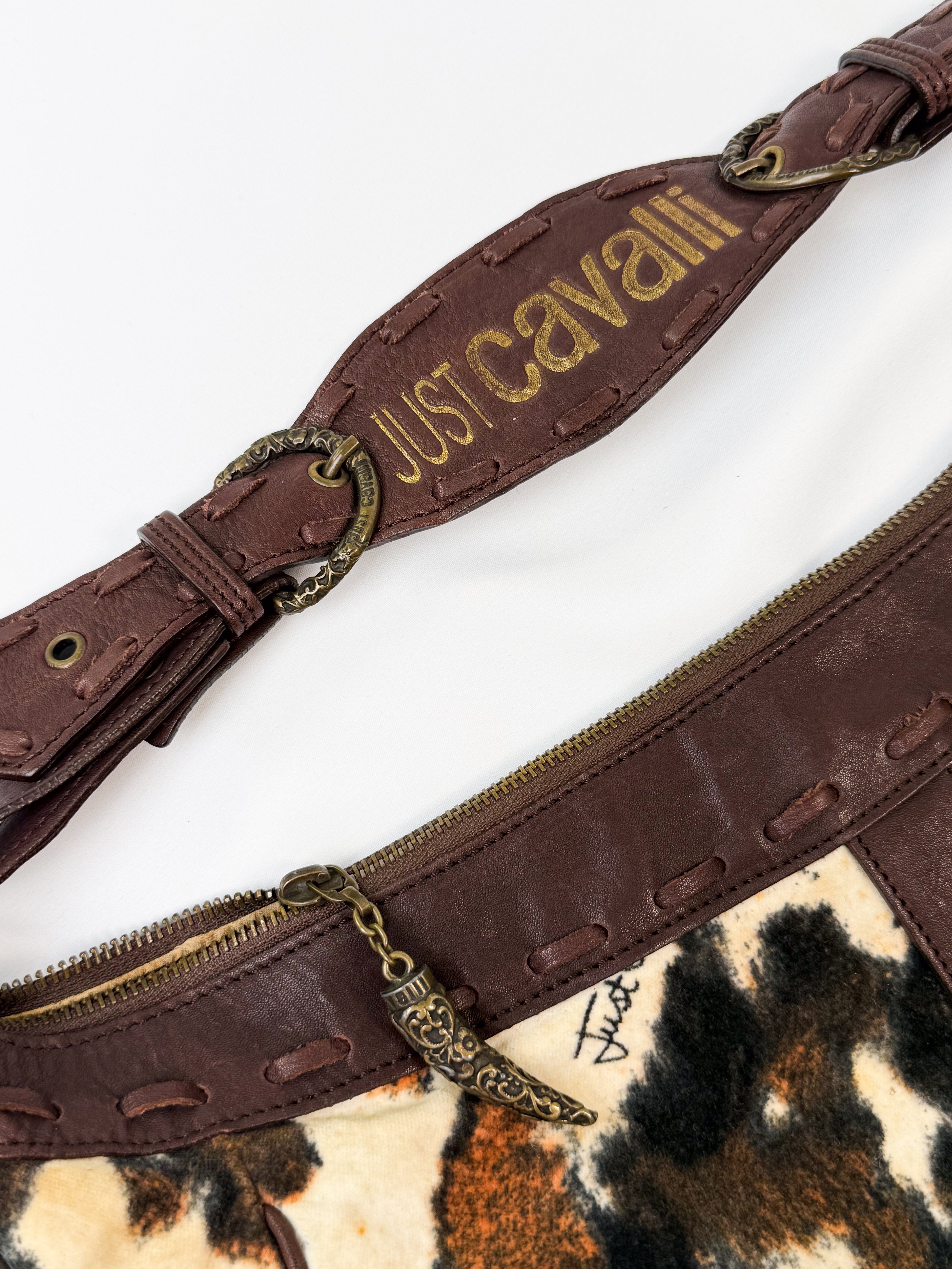 Just Cavalli 2000s Cow Print Hobo Bag