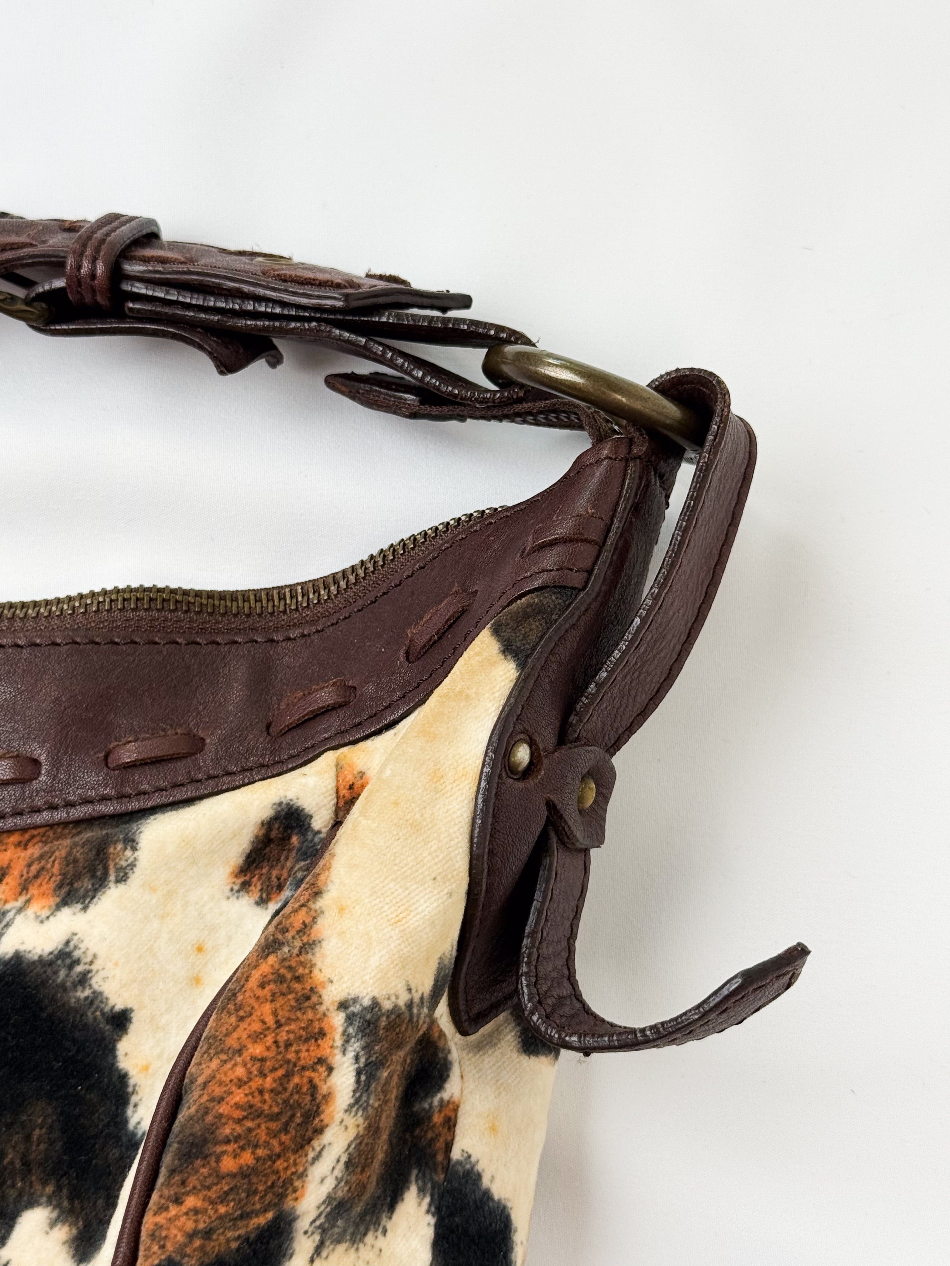 Just Cavalli 2000s Cow Print Hobo Bag