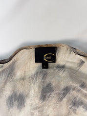 Just Cavalli 2000s Animalier Cheetah Print Bishop Sleeve V-Neck Top - M/L