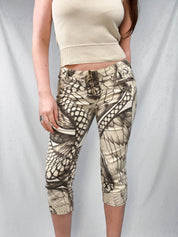 Just Cavalli 2000s Scale & Feather Print Capris - W34