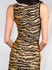 Dolce & Gabbana 2000s Mare Tiger Print Mesh Midi Dress - M