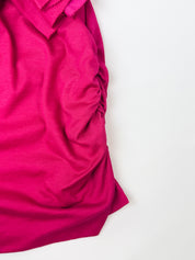 Ralph Lauren 2000s Hot Pink Ruffle V-Neck Silk Hem Top - S
