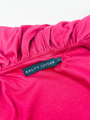Ralph Lauren 2000s Hot Pink Ruffle V-Neck Silk Hem Top - S