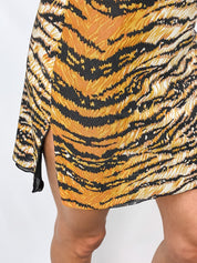 Dolce & Gabbana 2000s Mare Tiger Print Mesh Midi Dress - M