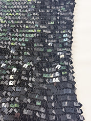 and MORE 1990s Black Square Sequin Bugle Bead Crochet Tank - S/M