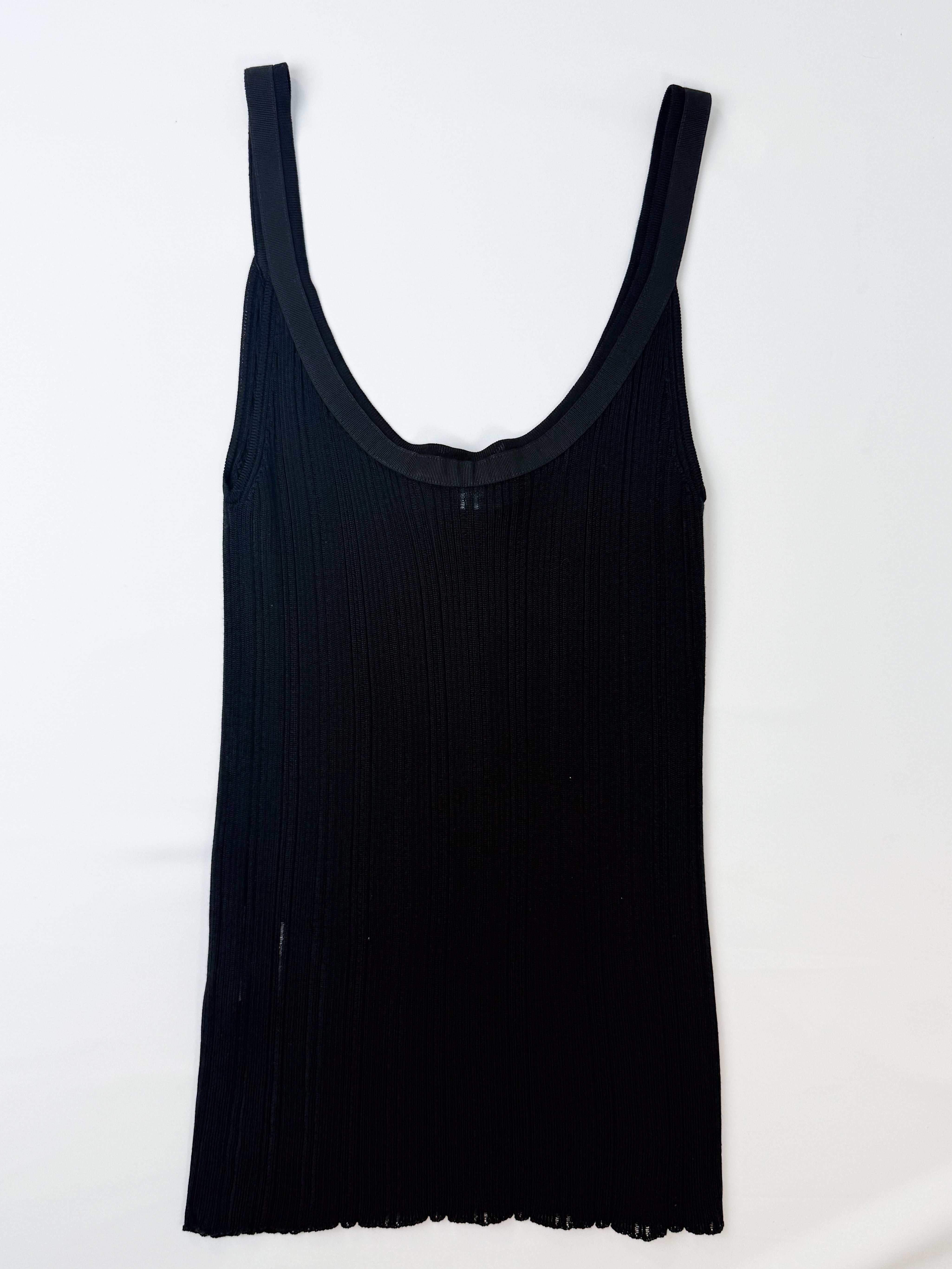 Dolce & Gabbana 2000s Black Ribbed Knit DG Bow Tank - L