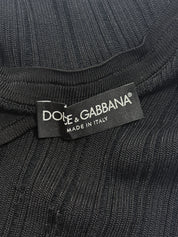 Dolce & Gabbana 2000s Black Ribbed Knit DG Bow Tank - L