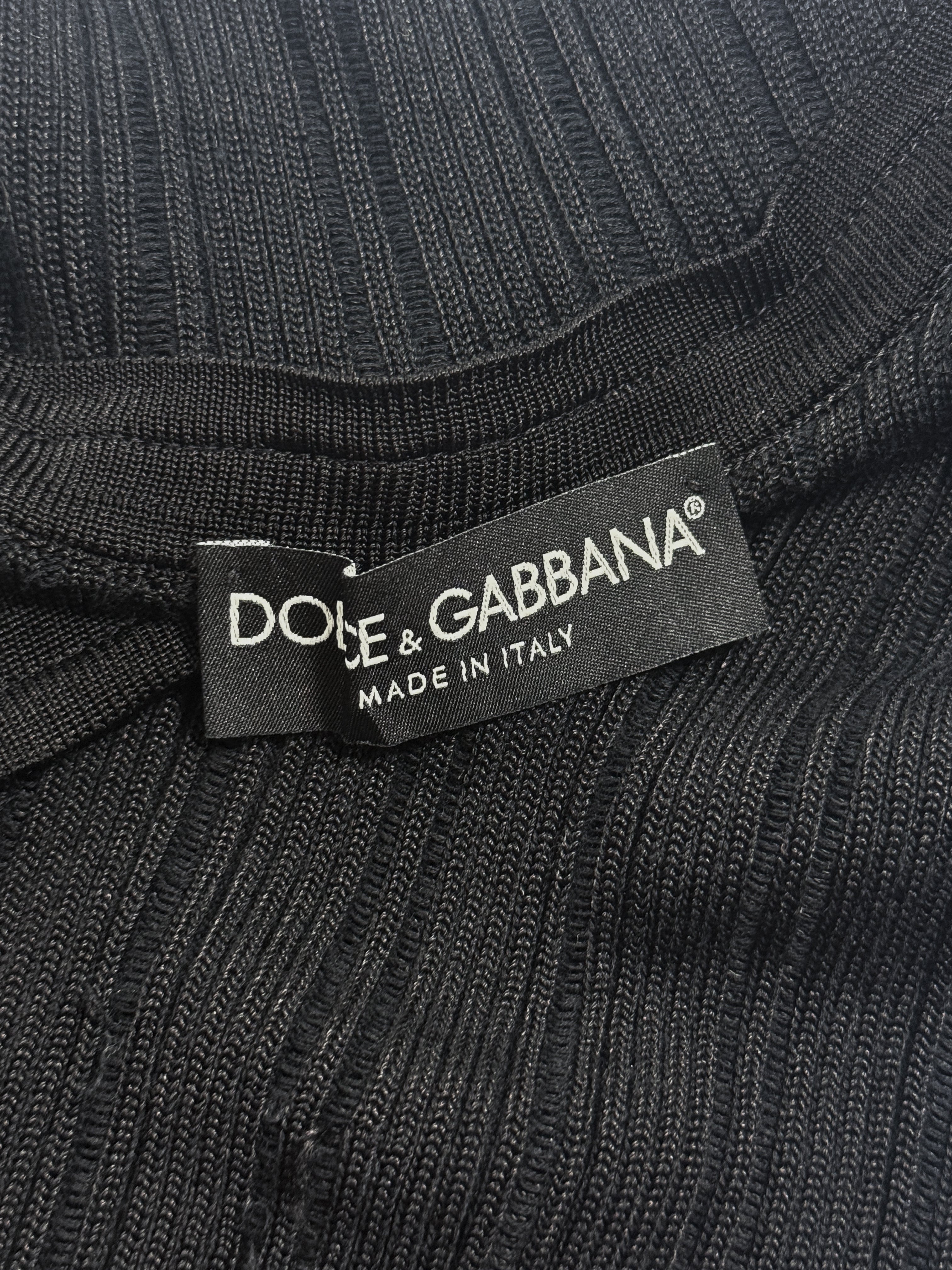 Dolce & Gabbana 2000s Black Ribbed Knit DG Bow Tank - L