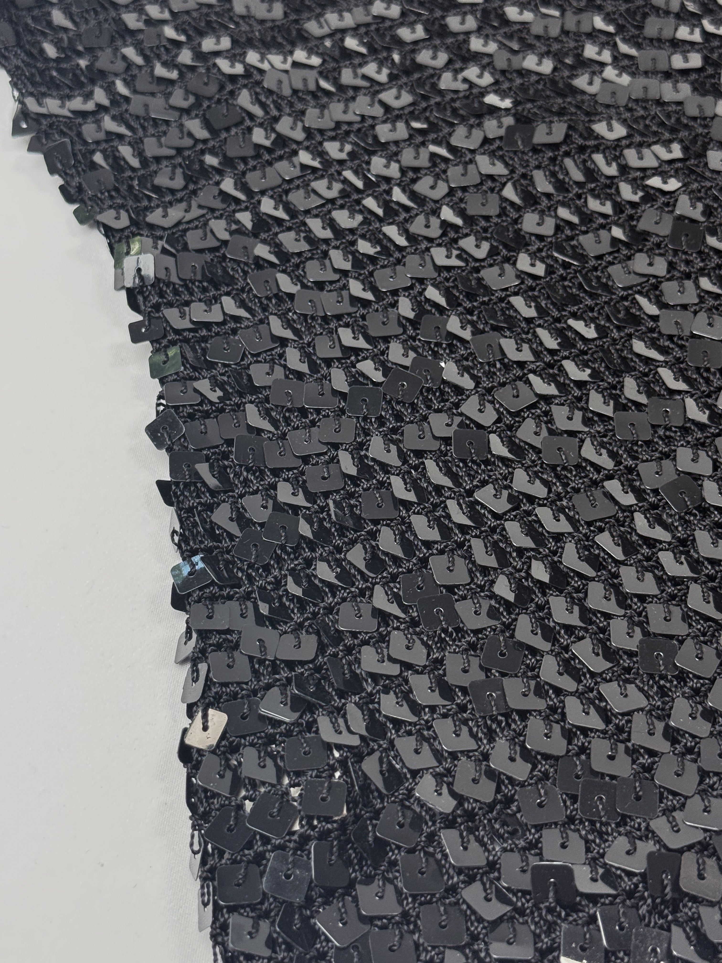 Vintage 1990s Black Square Sequin Crochet Tank - M/L