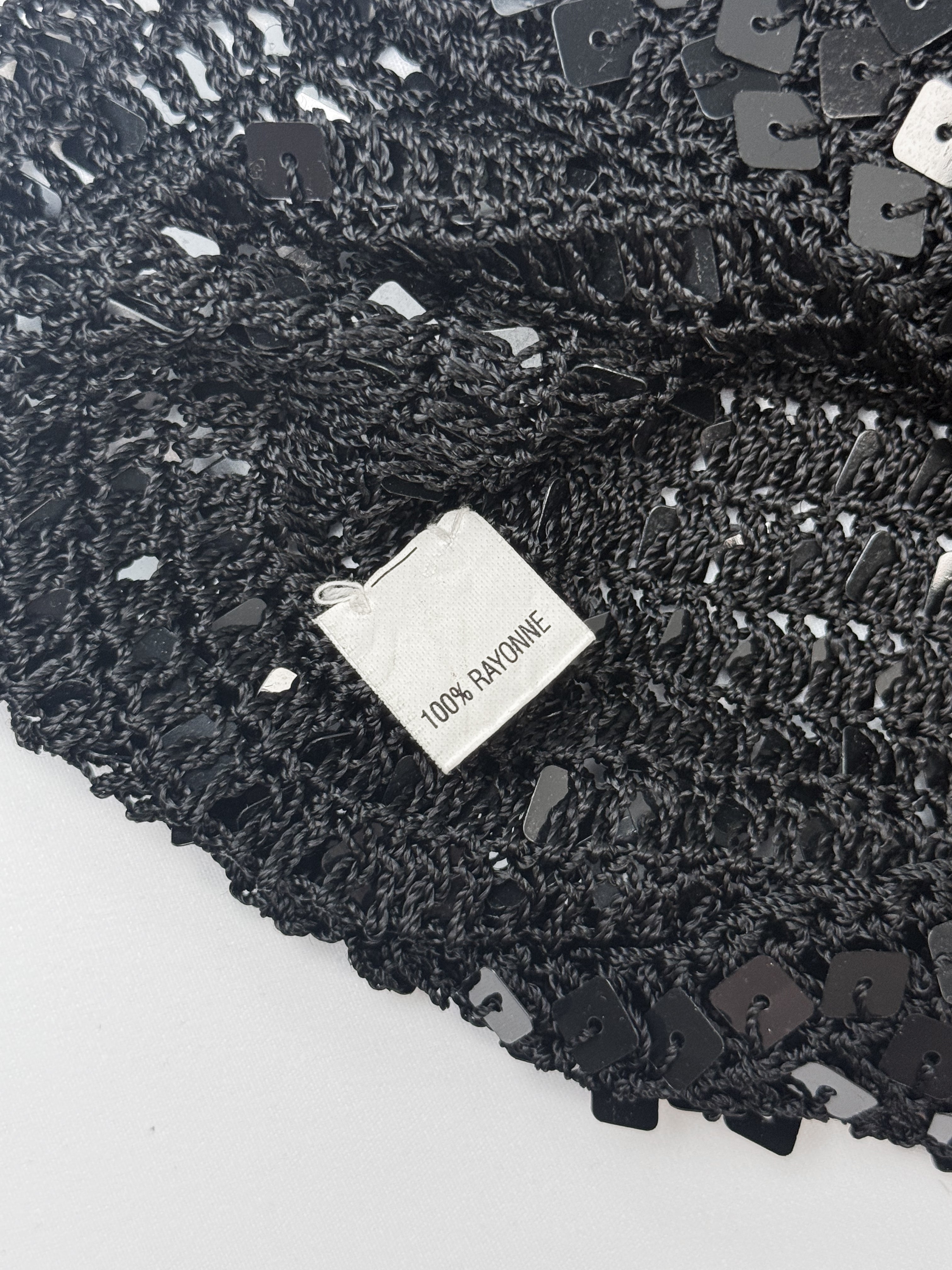 Vintage 1990s Black Square Sequin Crochet Tank - M/L