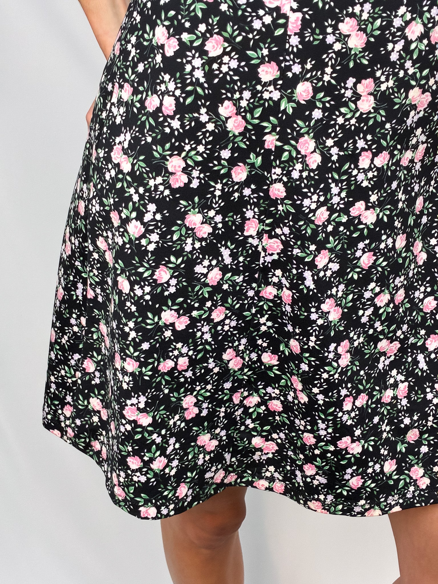 Blumarine Beachwear 2000s Black Rose Floral Halter Mini Dress - M